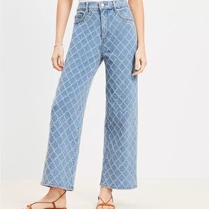 Loft Diamond High Rise Wide Leg Crop Jeans